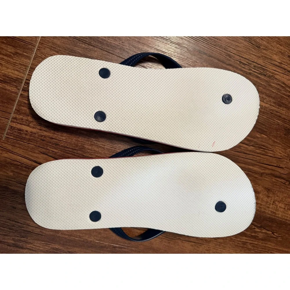 Old Navy Mens Flip Flop Sandals Red Navy Blue Sugarcane Size 10-11 L Summer